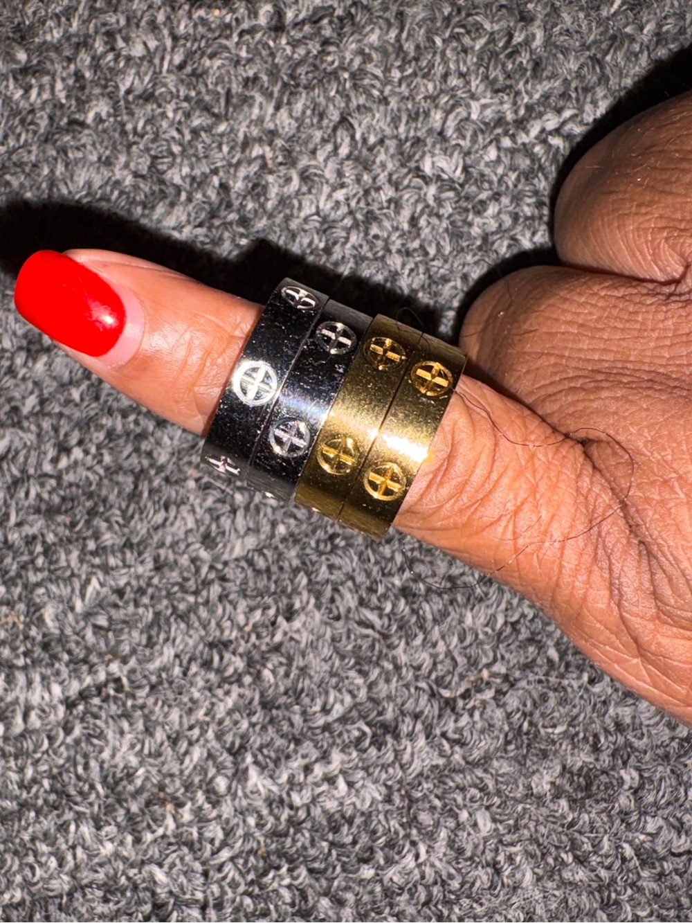 Gold and Silver Cross Accent Stackable Rings - Women Jewelry